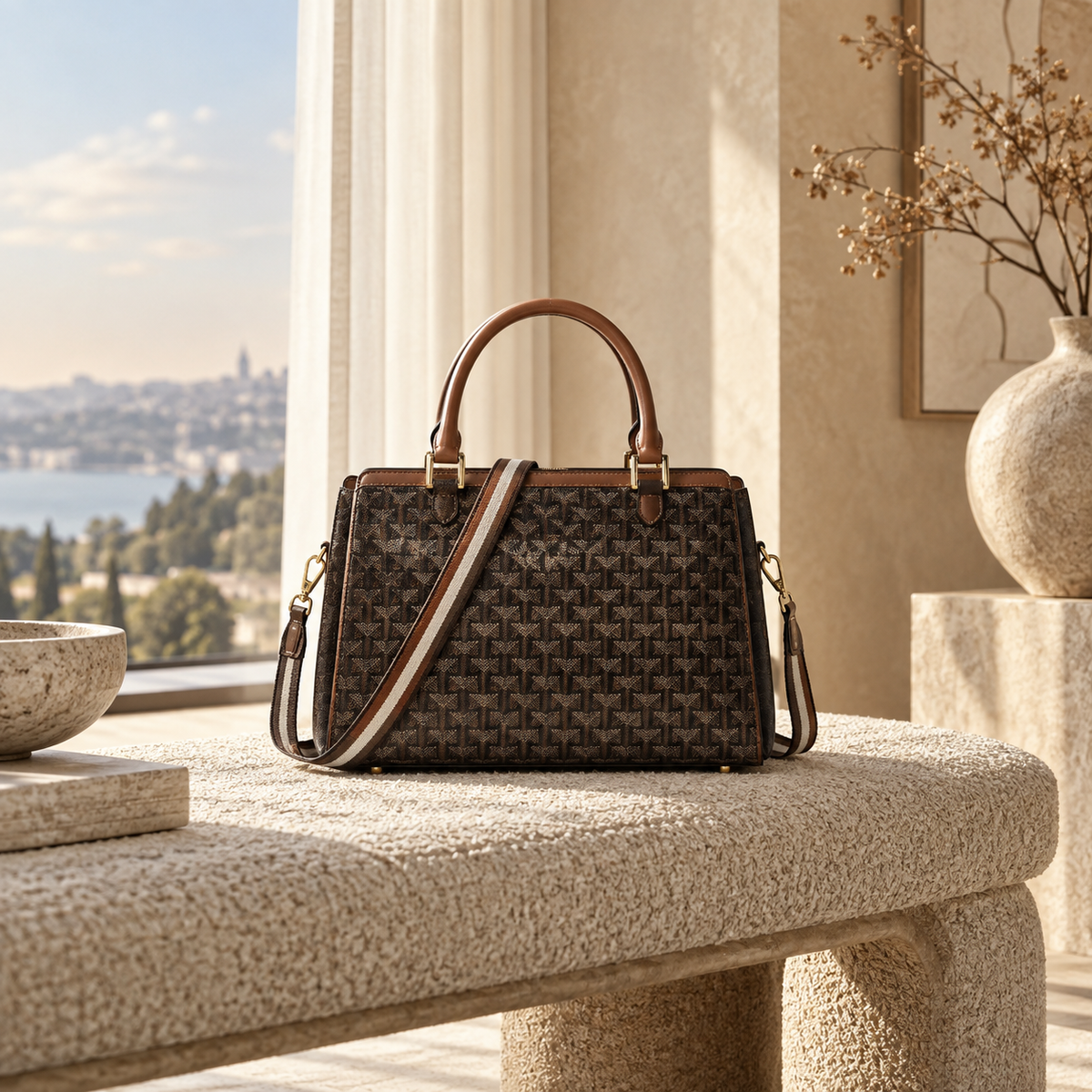 Aevacamp Textured Satchel Handbag